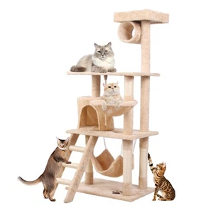 Kratzbaum mit Katzeneigentumswohnung und großem Hängemattenkratzbaum mit Sitzstangen für Katze - Bild 1 von 5