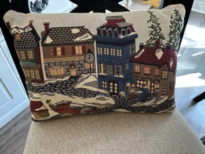Christmas Snowy Town Scene Pillow - Picture 1 of 5
