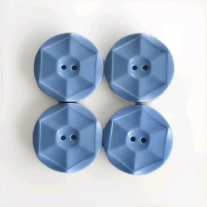 Vintage 2-Hole Hexagon Button Light Blue Plastic 4 Pieces 34.7 mm  - Picture 1 of 3