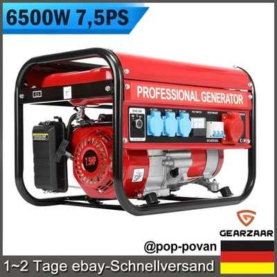 STROMERZEUGER BENZIN NOTSTROMAGGREGAT STROMAGGREGAT STROMGENERATOR 7,5PS 6500W - Bild 1 von 4