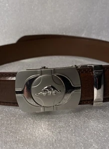 Men’s leather ratchet belt Panther Jaguar Genuine Silver Buckle - Picture 1 of 19