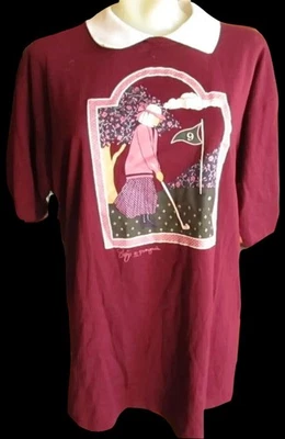 Camiseta de golfista vintage de los años 90 para mujer con cuello XL Cottage Core Jerzees EE. UU. púrpura Foto 1 de 4