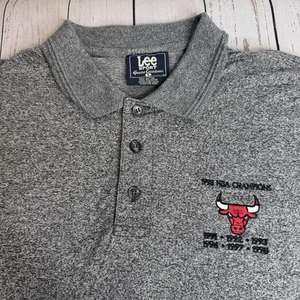 Chicago Bulls 1998 NBA Champions Polo Shirt Mens Large Gray Embroidered Logo - Picture 1 of 9