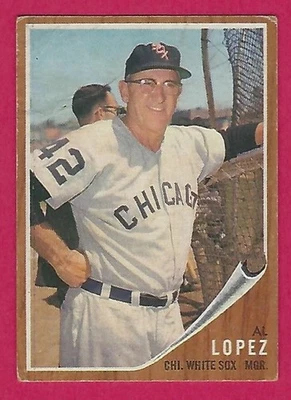 1962 Topps - Al Lopez #286 - pliegue Foto 1 de 2