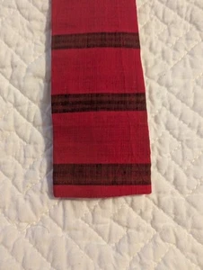 Vtg Rooster Red Striped Square End Skinny Neck Tie Hand Made - Picture 1 of 5