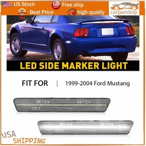 2Pcs Clear Lens Rear LED Bumper Side Marker For Lights 1999-2004 Ford Mustang - Picture 1 of 12