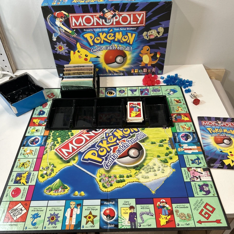 1999 Pokémon Monopoly Collector’s Edition Hasbro – Lot of 2 Games – All Figures - Image 1 of 4