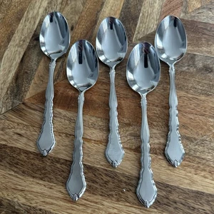 5 x Oneida Community Satinique Stainless Oval Soup Spoons 6 7/8” - Picture 1 of 5