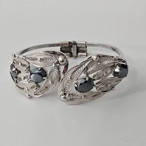 Sorrent Sterling Silber Scharnier Armreif Armband Filagran Hämatit - Bild 1 von 10