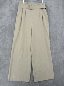 Nine West Pants Womens Medium Wide Leg Belted High Rise Trousers Career Beige - Picture 1 of 13
