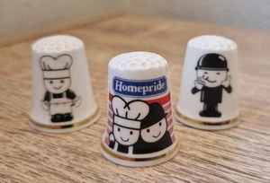 3 Vintage Rare Retro Homepride Collectable Thimbles Fine Bone China England VGC - Picture 1 of 5