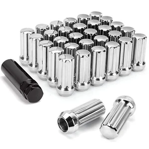 DYNOFIT 14mmx1.5 Wheel Lug Nuts, 32x Chrome M14x1.5 Lug Nut - Picture 1 of 7