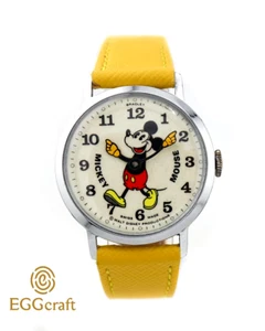 Vintage Mickey Mouse Watch Bradley Disney 1972 Swiss-Made 34mm Pie Eye - Picture 1 of 5
