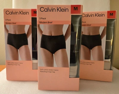 NIB Calvin Klein Women's Size Medium Cotton Blend 3 Pack Modern Brief Underwear  - Image 1 of 4