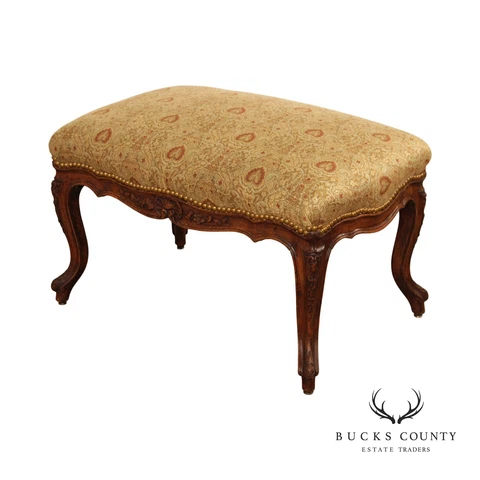 Antique French Louis XV Style Carved Ottoman Cover