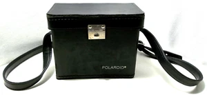 Vintage Polaroid Hard Black Leather carry case / travel bag with strap crossbody - Picture 1 of 18