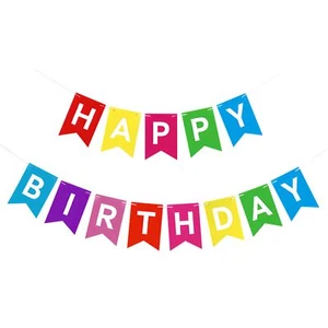 Colorful Happy Birthday Banner Flag Bunting Birthday Party Supplies - Picture 1 of 7