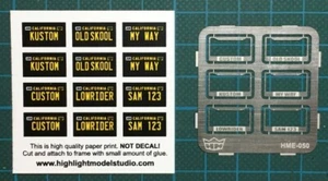 Highlight Model Studio 50 1/24-1/25 License Plate Frames (6) & Printed Plates (1 - Picture 1 of 1
