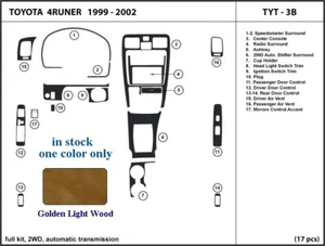 Se adapta a Toyota 4Runer 99 00 01 02 kit de ajuste de tablero madera clara dorada - Imagen 1 de 3