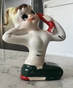Vtg Made In Japan Ceramic Teen Girl On Phone - Picture 1 of 6