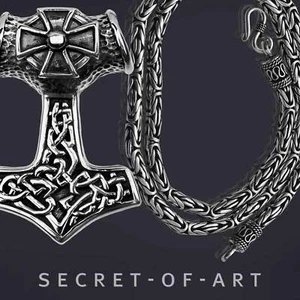 Silber 925 Thorhammer Set Anhänger + Kette Wikinger Thor Mjolnir Mjölnir Amulett - Bild 1 von 12