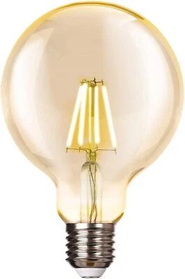 4 Watt LED Glühbirne Filament  im retro Look gold groß Trango modern E27003   - Bild 1 von 4