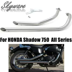 Long Short Staggered Exhaust Pipe Silencer Shadow ACE Aero 750 Stainless Steel - Picture 1 of 12