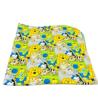 Manta para bebé con estampado de animales de zoológico y rayas mezcla de algodón suave de doble cara Foto 1 de 4