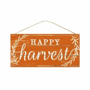 Happy Harvest Plakette, rustikales saisonales Dekor, orange weiß, 12,5" L x 6" H, Brett - Bild 1 von 2