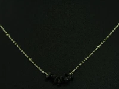 Collar De Plata Esterlina 925 Con Adorno De Ónix / Cadena / Plata Real / 46,0 cm - Imagen 1 de 3