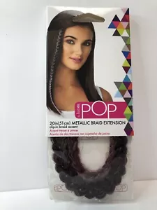 POP Metallic Braid Extension - Clip-in Braid Accent - 20in - Pink - Picture 1 of 3