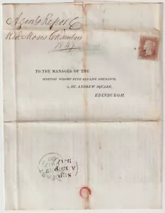 1847 BELFAST SUB PO ARTHUR STREET R H 4 MARGIN 1d - REV MOSES CAMERE LIFE INS - Foto 1 di 5