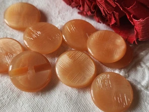 Lot 7 boutons vintage rose saumon strié pied plat 2,1 cm ref 1206 - Picture 1 of 2