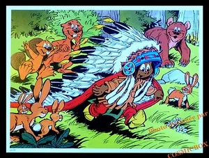 YAKARI famille castor ours lapin AFFICHE forêt chambre poster indien pour enfant - Picture 1 of 1