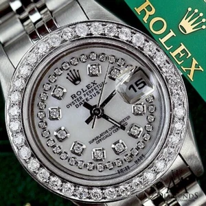 26 mm Rolex Datejust White Mother Of Pearl String Diamond Dial Diamond Bezel - Picture 1 of 6