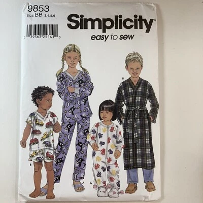 Simplicity 9853 Pajama Dressing Gown Sleep Suit Long Short New Uncut Pattern - Image 1 of 4