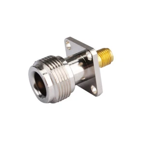 N female jack to SMA female Goldplated 4 hole flange mount RF adapter connector - Picture 1 of 4