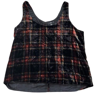 J. Crew-Shirt Damen Größe 12 Samt kariert V-Ausschnitt ärmellos Tanktop rot schwarz - Bild 1 von 7