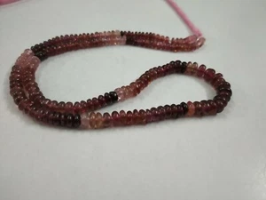 Rubellite Tourmaline Smooth Shaded Rondelle 1 Strand 61 Cts App Natural Gemstone - Foto 1 di 6