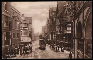 Eastgate Street Chester Donald Chemists Victoria Dinning Rooms Tram Postcard - Picture 1 of 2