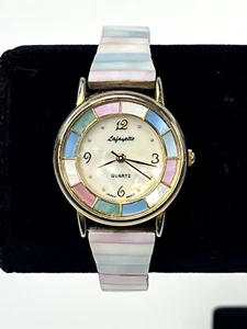 Vintage Lafayette Uhr Perleninlay Damen Pastell Stretchband - NUR TEILE - Bild 1 von 7