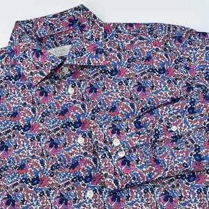Eton Slim Fit Button Up Mens 15 3/4 Floral Print 100% Cotton - Picture 1 of 8