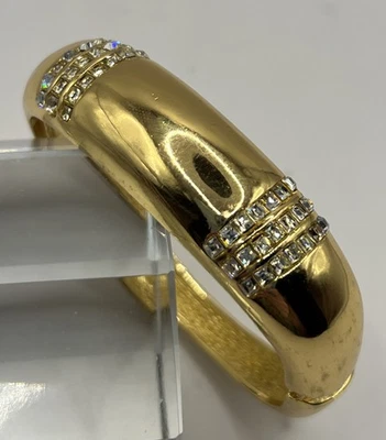 BRAZALETE BRAZALETE VINTAGE CHRISTIAN DIOR CRISTAL CHAPADO EN ORO CORTE PRINCESA BISAGRAS Foto 1 de 4