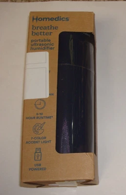 Homedics Breathe Better Portable Ultrasonic Humidifier in Dark Navy Blue. USB - Image 1 of 2