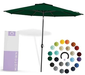 Sunbrella Umbrella 9 Feet Outdoor Umbrella With Forest Green Acrylic Fabric - - Picture 1 of 7