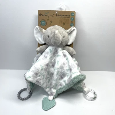 Dream Gro Elephant Activity Blankie Lovey Plush Security Blanket 14" Rattle NWT - Image 1 of 4
