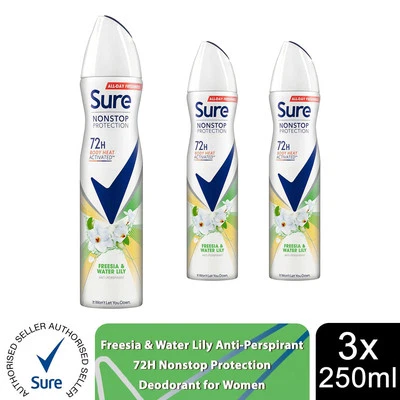 Sure Women Antiperspirant 72H Nonstop Protection Freesia & Water Lily, 3x250ml - Image 1 of 4
