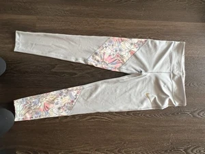 Girl's Youth Nike One Dri-Fit Tight Fit Compression Leggings Grey Floral Large - Picture 1 of 5