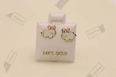 14K Gold Bunny Earrings — Cute and Playful Design for Kids. - Image 1 of 4