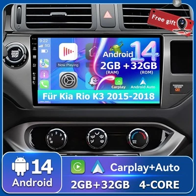 2+32GB Für Kia Rio K3 2015-2018 ANDROID 14 AUTORADIO GPS NAVI CARPLAY DSP Kamera - Bild 1 von 4